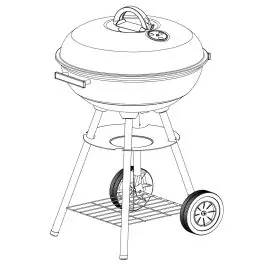 Barbacoa carbon redonda con ruedas 53,5x46x75cm natuur