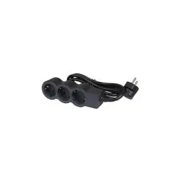 Base multiple extraplana 10/16a 1,5m 3 tomas negro legrand