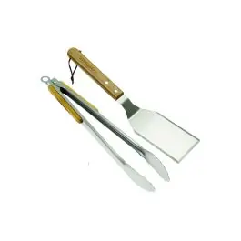 Espatula + pinza universal mango madera campingaz