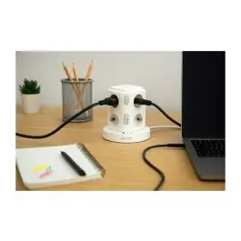 Base multiple torreta 8 enchufes usb a + 2 usb c blanco con luz nocturna garza