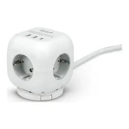 Base multiple kubo 3 tomas + usb a + usb c 20w blanco cable 1,4m garza