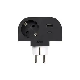 Adaptador giratorio 1 toma negro 30w simon