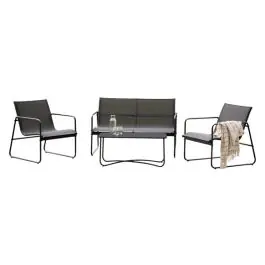 Conjunto cafe acero textilene negro import - Schou