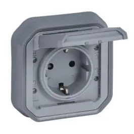 Base schuko empotrar gris ip55 new plexo legrand