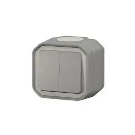 Conmutador superficie doble gris ip55 new plexo legrand