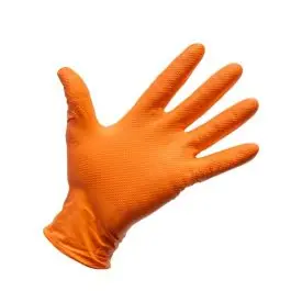 Guante nitrilo diamantado flocado sahara naranja 50un talla s mundo guante
