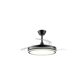 Ventilador de techo plafon aspas retractiles negro 20w cristalrecord