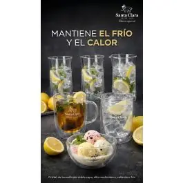 Vaso borosilicato doble set 2uds 25cl santa clara
