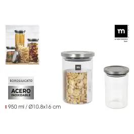 Bote borosilicato tapa acero 950ml la mediterranea