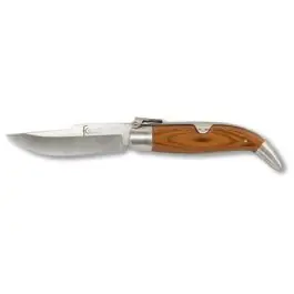 Navaja teja con muelle mango madera 9cm inox flores cortés