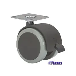 Rueda mueble auxiliar giratoria doble pletina50 kg 50 mm 42x42 mm bicolor con freno alex - Ruedas alex