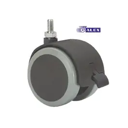 Rueda giratoria doble espiga roscada 50 kg 50 mm bicolor con freno alex - Ruedas alex