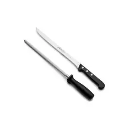 Cuchillo jamonero y chaira universal 250 mm estuche arcos