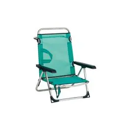 Silla playa multiposicion con asa pata trasera plegable aluminio fibreline azul alco