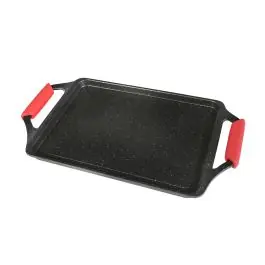 Plancha asar induccion lisa aluminio fundido ecostone 37 x 25cm con asas wecook