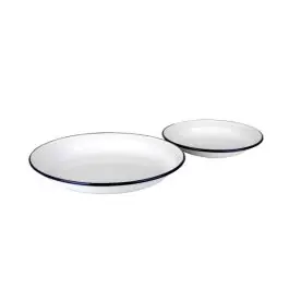 Plato llano esmaltado 28 cm blanco ibili