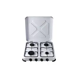 Cocina a gas 4 fuegos portatil con tapa 515x510x95 mm 1,4/1,2/1,2/0,85 kw vivahogar