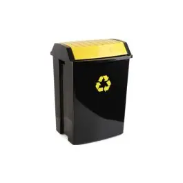 Contenedor reciclaje 50 l negro 40 x 35,5 x 57,5 cm tapa amarill tatay