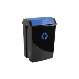Contenedor reciclaje 50 l negro 40 x 35,5 x 57,5cm tapa azul tatay