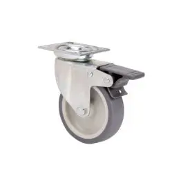 Rueda mueble auxiliar giratoria pletina 40 kg 50 mm gris con freno alex - Ruedas alex
