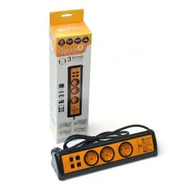 Regleta 3 tomas cable 1,4m 2 usb conexiones rj11 y rj45 garz garza