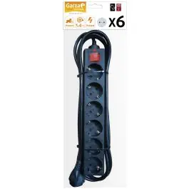 Regleta 6 tomas cable 1,5m 3680w int. garza neg.