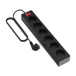 Regleta 6 tomas cable 5m 3680w int. garza neg.