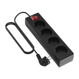 Regleta 4 tomas cable 5m 3680w int. garza neg.
