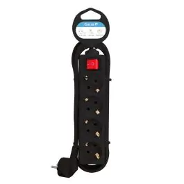Regleta 4 tomas cable 1,4m 3680w int. garza neg.