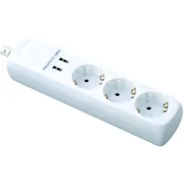 Regleta 3 tomas cable 1,4m 3680w 2 usb garza