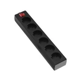 Base multiple 6 tomas sin cable 3680w int negra garza