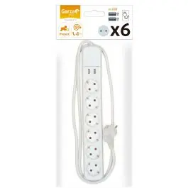 Regleta 6 tomas cable 1,4m 3680w 2 usb garza bl