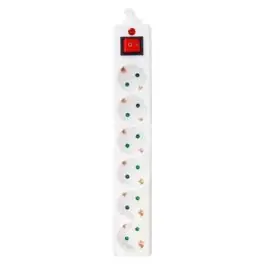 Regleta 6 tomas cable 1,4m 3680w int. garza blanca
