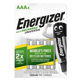 Pila recargable lr03 aaa 80x11x120mm 4ud energizer