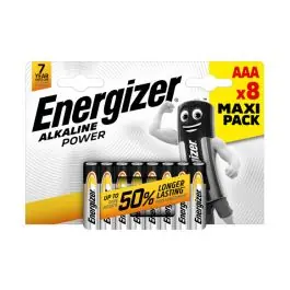 Pila alcalina 1,5v lr03 aaa power pack 8 energizer
