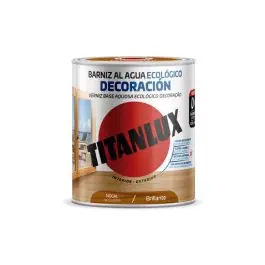 Barniz al agua ecologico decoracion brillante 250 ml nogal titanlux