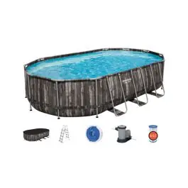 Piscina ovalada desmontable 19.480 l depuradora cartucho tipo iii 610x366x122cm diseño madera bestway