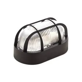 Aplique exterior oval negro con rejilla e27 60w famatel