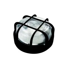 Aplique exterior redondo con rejilla negro ip44 e27 100w famatel