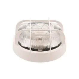 Aplique exterior redondo con rejilla blanco ip44 e27 100w famatel
