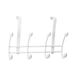 Colgador sobrepuerta 4 ganchos doble blanco inofix