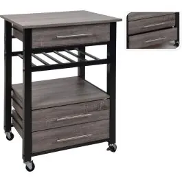 Carro cocina mesita 3 cajones mad 600x500x845mm madera import - Koopman