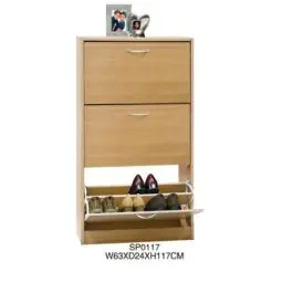 Zapatero 3 puertas 63 x 24 x 117 cm color madera natural vivahogar