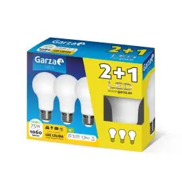 Lampara ilumin estan led garza e27 9,5w 1060lm 3000k 3 pz