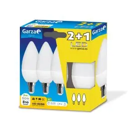 Lampara ilumin vela led garza e14 8w 810lm 3000k 3 pz