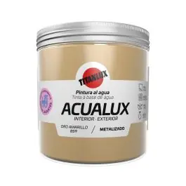 Pintura al agua manualidades acualux satinado metalizado 250 ml oro amarillo titanlux
