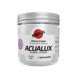 Pintura al agua manualidades acualux satinado metalizado 75 ml plata titanlux
