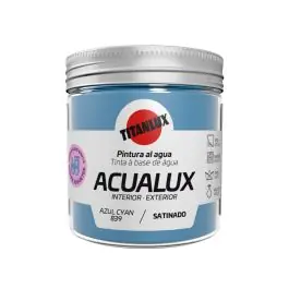 Pintura al agua manualidades acualux satinado 75 ml azul cyan titanlux