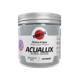 Pintura al agua manualidades acualux satinado 75 ml gris plata titanlux