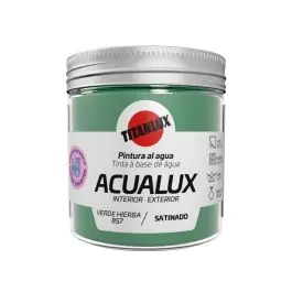 Pintura al agua manualidades acualux satinado 75 ml verde hierba titanlux